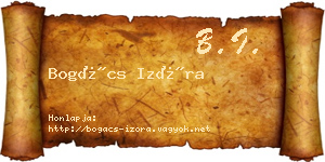 Bogács Izóra névjegykártya